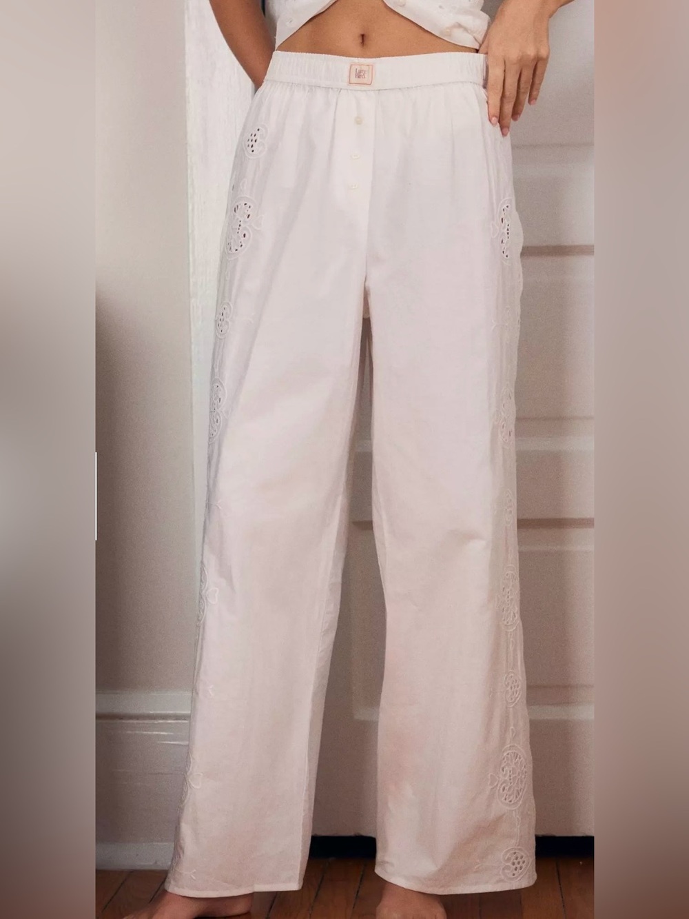 LyreBird by Anthropologie Eyelet Embroidered Boxer Pants